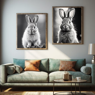 Black and White Bunny Painting